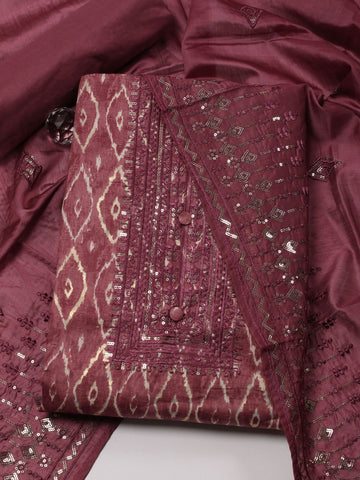 Neck Embroidery Cotton Unstitched Suit Piece With Dupatta