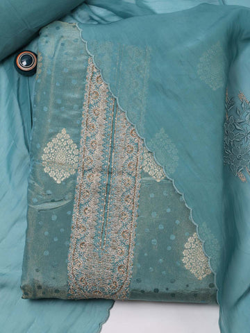 Woven Booti Tissue Unstitched Suit Piece With Dupatta