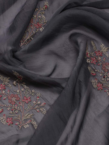Embroidered Linen Unstitched Suit Piece With Dupatta