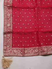 Neck Patti Woven Chanderi Unstitched Suit Piece With Banarsi Dupatta