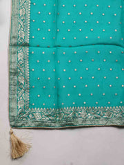 Neck Patti Woven Chanderi Unstitched Suit Piece With Banarsi Dupatta