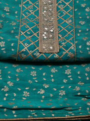 Neck Patti Woven Chanderi Unstitched Suit Piece With Banarsi Dupatta