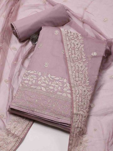 Ghera With Booti Embroidery Cotton Unstitched Suit Piece With Dupatta