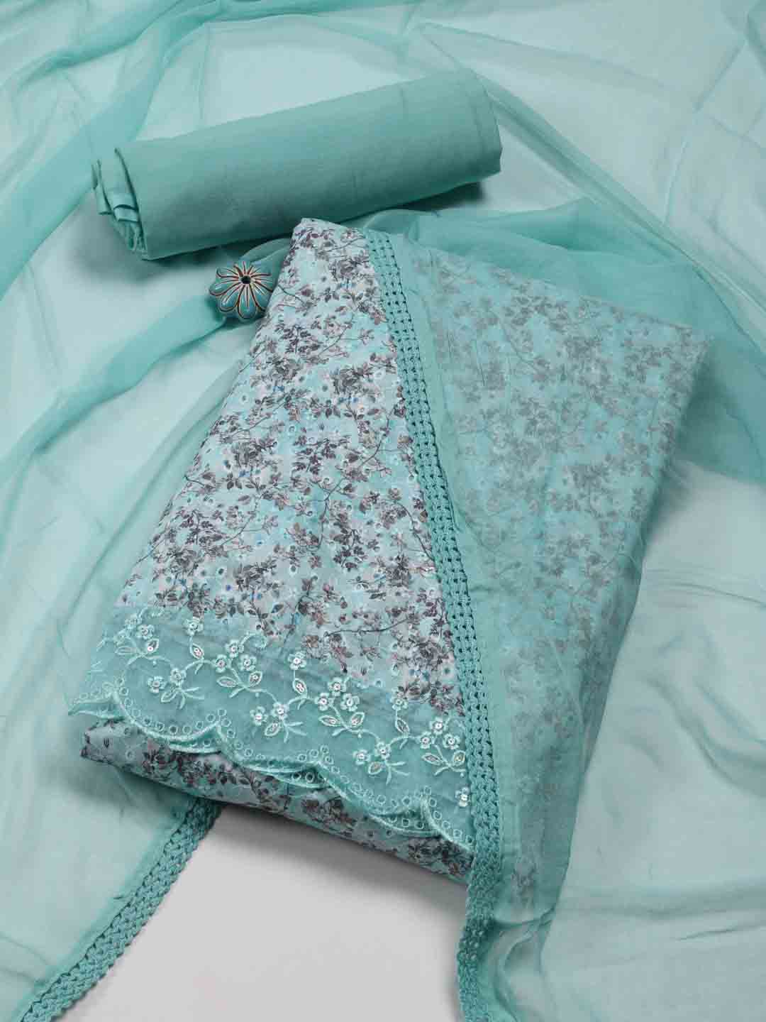 Printed Cotton Unstitched Suit Piece With Dupatta
