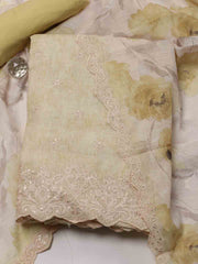 Ghera Embroidery Linen Unstitched Suit Piece With Dupatta