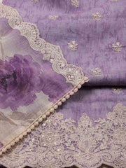 Ghera Embroidery Linen Unstitched Suit Piece With Dupatta