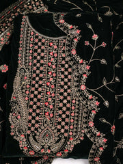 Embroidered Velvet Unstitched Suit Piece With Dupatta