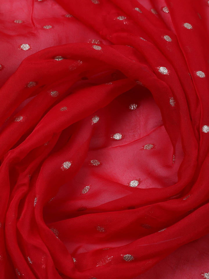 Embroidered Chanderi Unstitched Suit With Pant &amp; Dupatta
