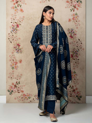 Woven Booti Tussar Unstitched Suit Piece With Dupatta