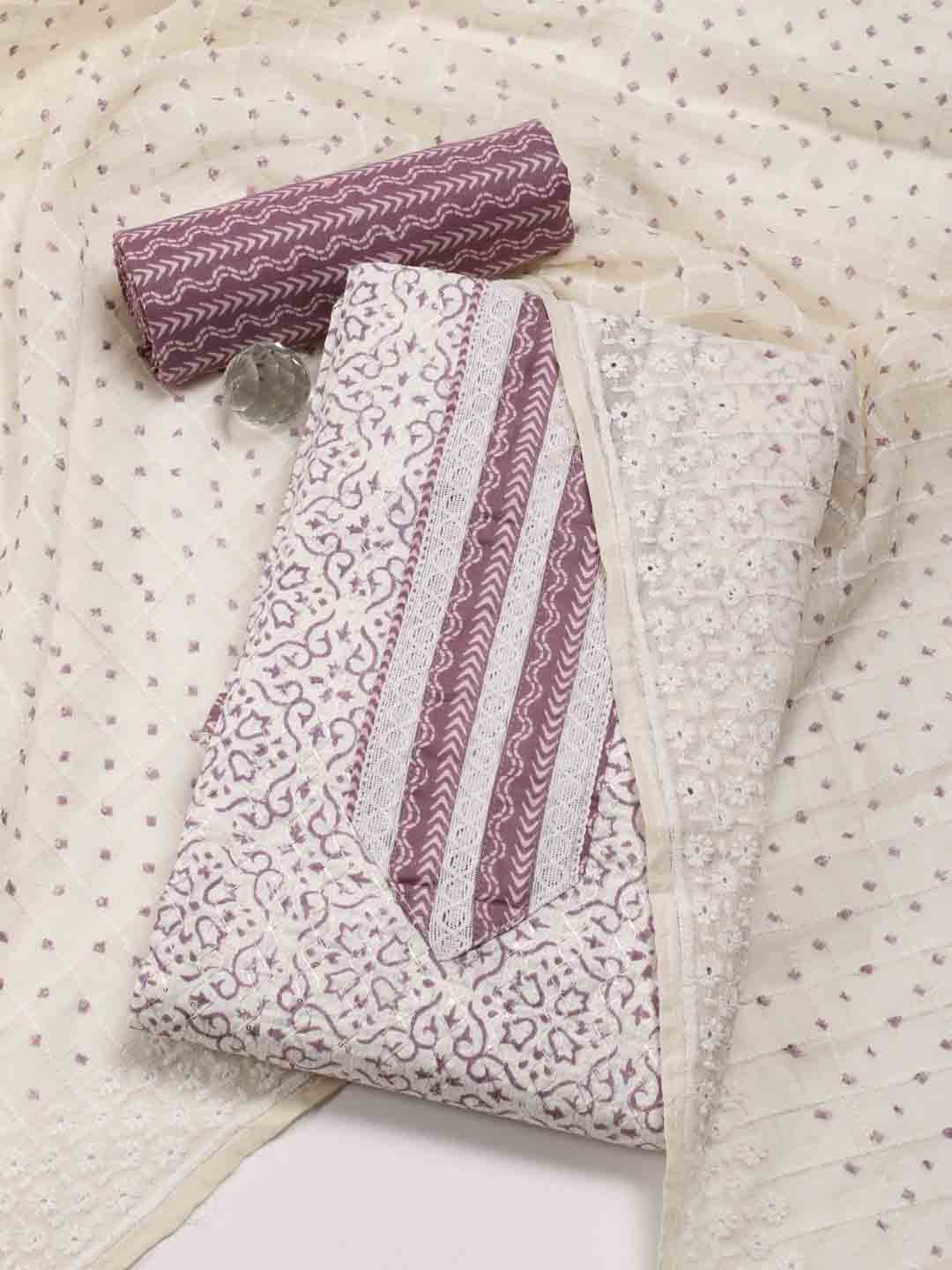 Printed Cotton Unstitched Suit Piece With Dupatta