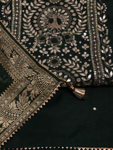 Neck Embroidered Chanderi Unstitched Suit Piece With Dupatta