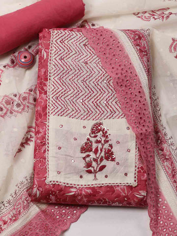 Printed Cotton Unstitched Suit Piece With Dupatta