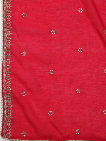 Neck Embroidered Chanderi Unstitched Suit Piece With Dupatta