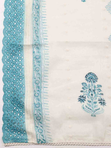 Neck Embroidery & Printed Cotton Unstitched Suit Piece With Dupatta