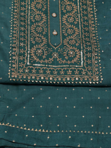 Neck Embroidered Chanderi Unstitched Suit Piece With Dupatta