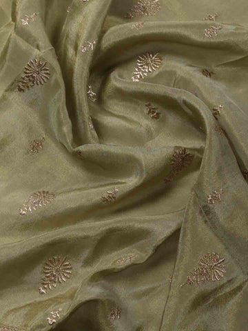 Border With Booti Embroidered Organza Unstitched Suit Piece With Dupatta