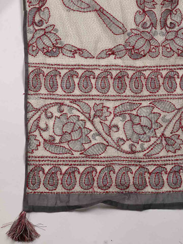 Kantha Work Chanderi Unstitched Suit Piece With Dupatta