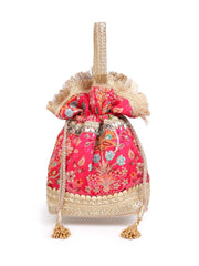 Pink Embroidered Potli Bag