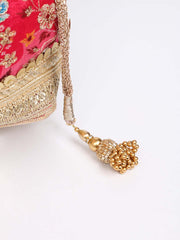 Pink Embroidered Potli Bag