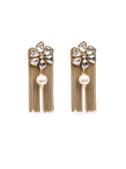 Golden & White Polki Drop & Dangler Earrings