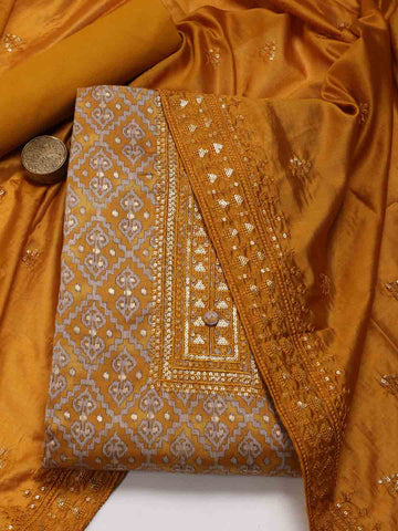 Neck Embroidery Cotton Unstitched Suit Piece With Dupatta