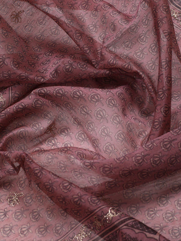 Printed Chanderi Unstitched Suit Piece With Dupatta