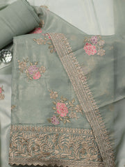 Ghera With Booti Embroidery Chanderi Unstitched Suit Piece With Dupatta