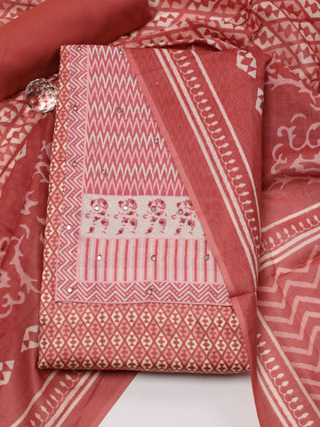 Printed Cotton Unstitched Suit Piece With Dupatta