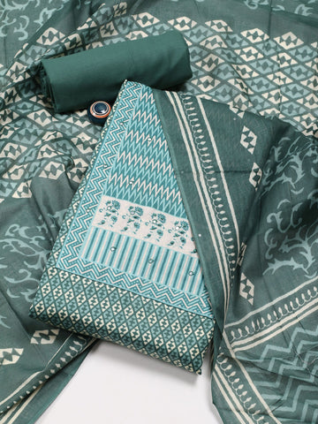 Printed Cotton Unstitched Suit Piece With Dupatta