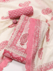 Printed Cotton Blend Unstitched Suit Piece With Dupatta