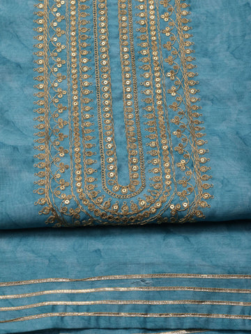 Neck Embroidery Chanderi Unstitched Suit Piece With Dupatta