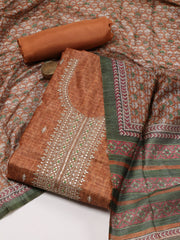 Neck Embroidery Tussar Unstitched Suit Piece With Dupatta