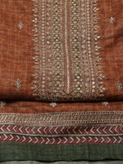 Neck Embroidery Tussar Unstitched Suit Piece With Dupatta