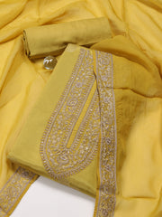 Neck Embroidery Handloom Unstitched Suit Piece With Dupatta