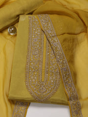 Neck Embroidery Handloom Unstitched Suit Piece With Dupatta