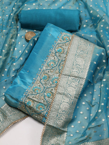 Woven Chanderi Unstitched Suit Piece With Dupatta