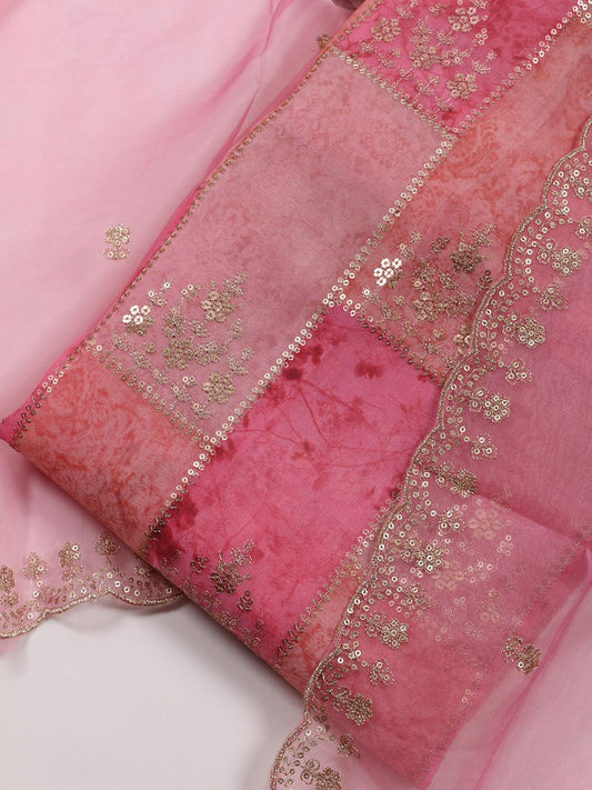 Embroidered Organza Unstitched Suit Piece With Dupatta