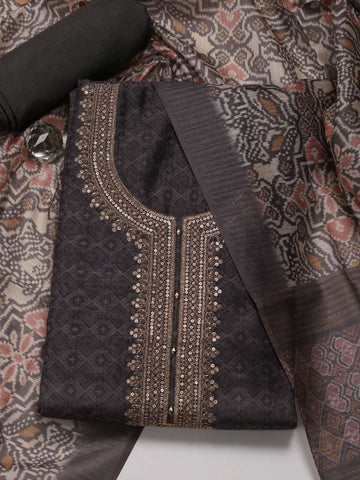 Neck Embroidery Chanderi Unstitched Suit Piece With Dupatta