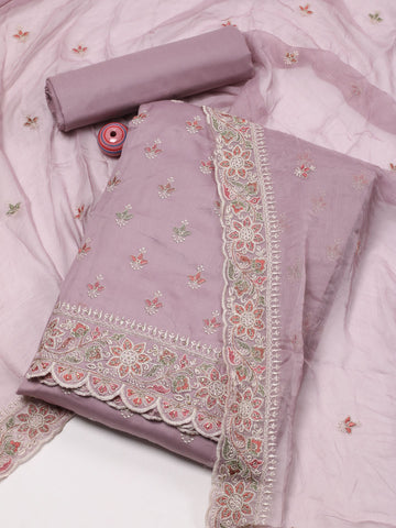 Ghera With Booti Embroidery Cotton Unstitched Suit Piece With Dupatta