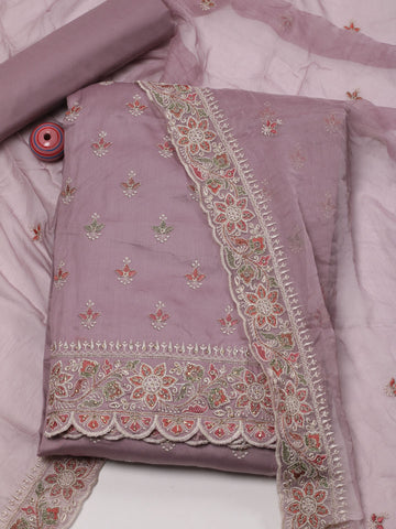 Ghera With Booti Embroidery Cotton Unstitched Suit Piece With Dupatta