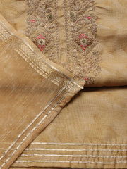 Neck Embroidered Chanderi Unstitched Suit Piece With Dupatta