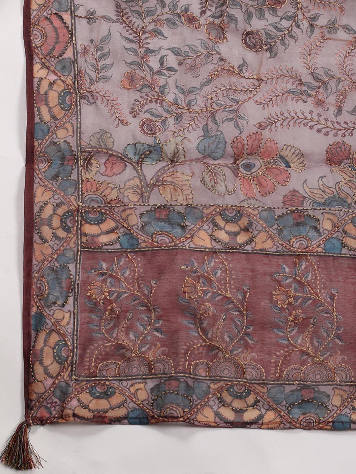 Kaantha Embroidery Chanderi Unstitched Suit With Dupatta