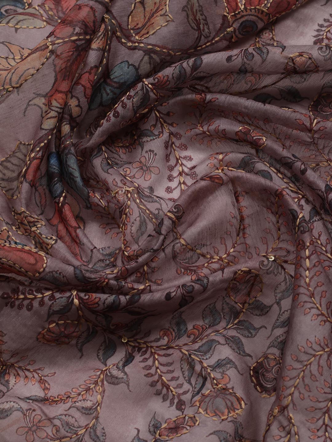 Kaantha Embroidery Chanderi Unstitched Suit With Dupatta