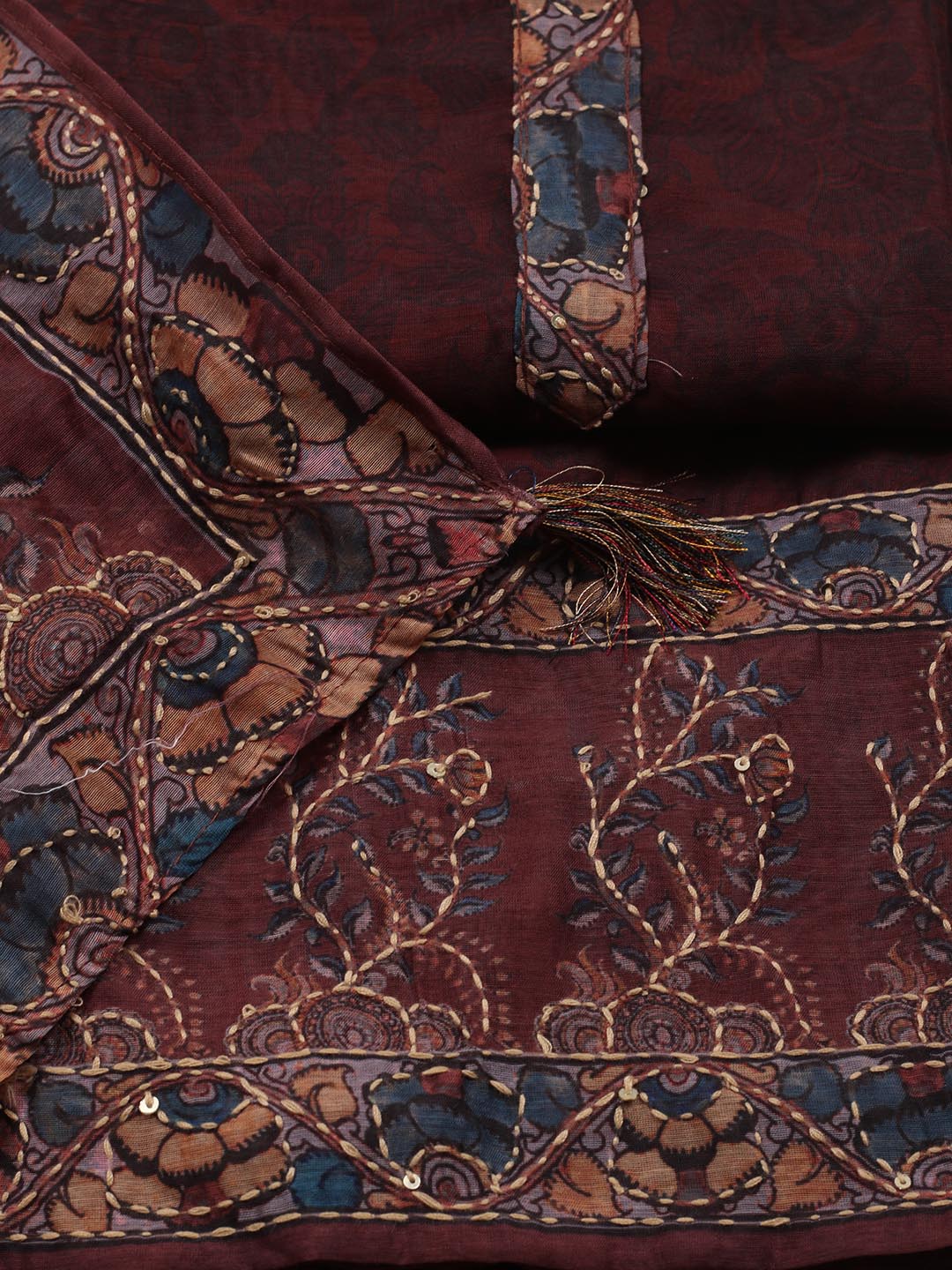 Kaantha Embroidery Chanderi Unstitched Suit With Dupatta
