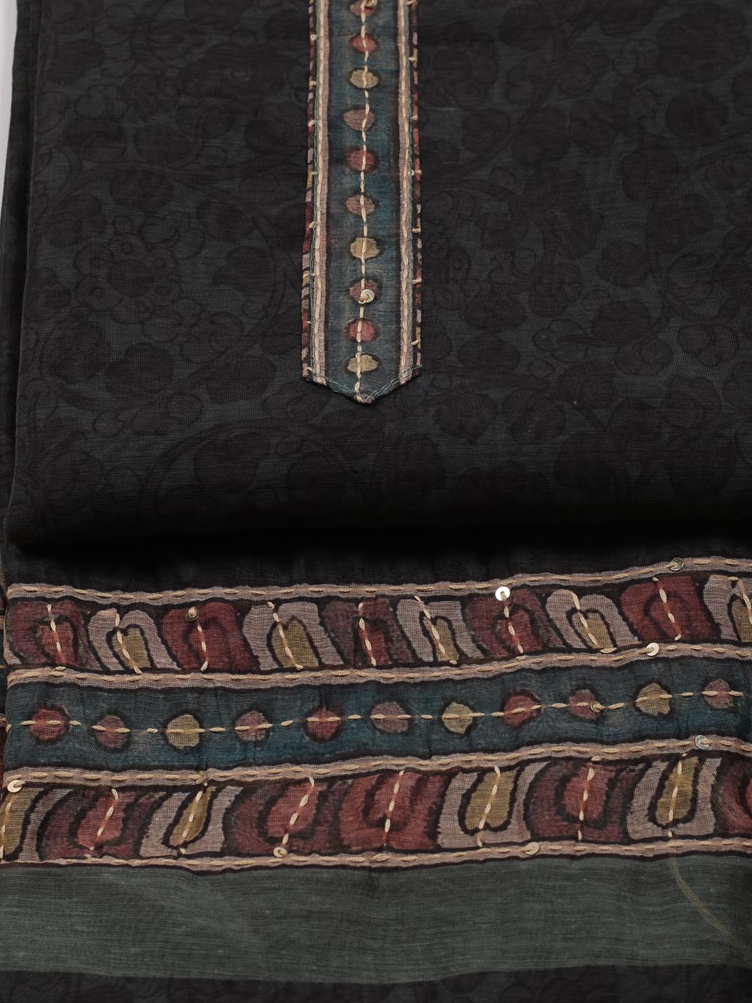 Kaantha Embroidery Chanderi Unstitched Suit With Dupatta