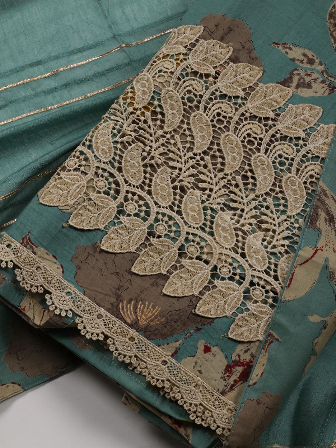 Printed Cotton Blend Unstitched Suit Piece With Dupatta