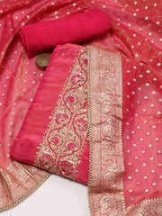 Woven Chanderi Unstitched Suit Piece With Dupatta