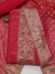 Woven Chanderi Unstitched Suit Piece With Dupatta