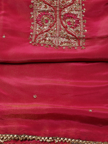 Woven Chanderi Unstitched Suit Piece With Dupatta