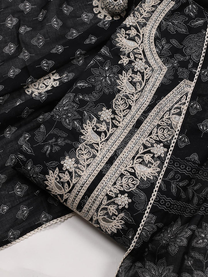 Printed Cotton Blend Unstitched Suit Piece With Dupatta